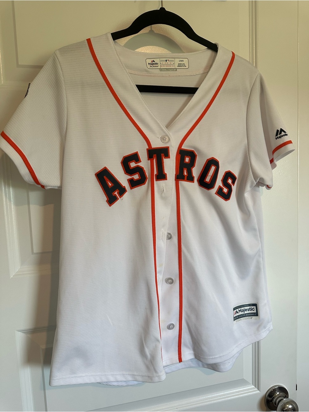 Majestic White and Orange Womens Astros Baseball Jersey